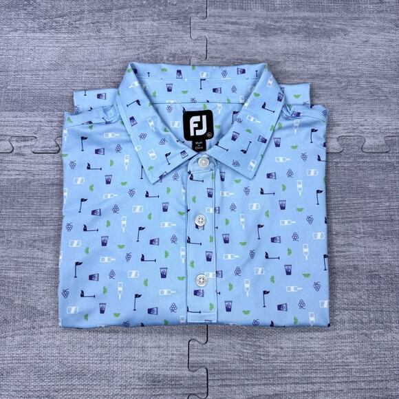 FootJoy University Club Baton Rouge Men's Sz XL Blue AOP Golf Polo Shirt PREPPY - Picture 11 of 13